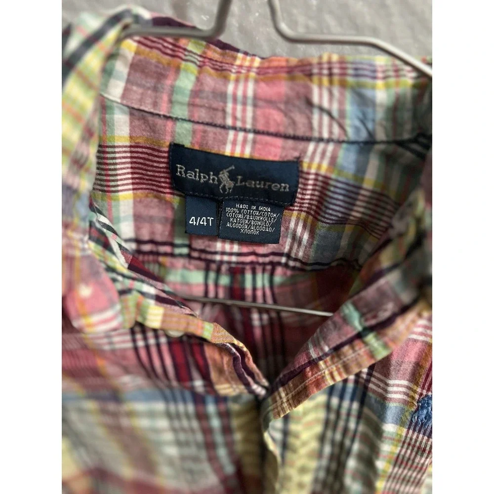 Ralph Lauren  Button‎ Down Long Sleeve Shirt Plaid Size 4/4T